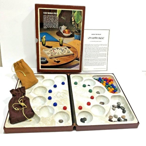 Vtg 3M OH-WAH-REE Board Game Strategy Capture Mancala Pit-Pebble 7 Versions - Picture 1 of 7
